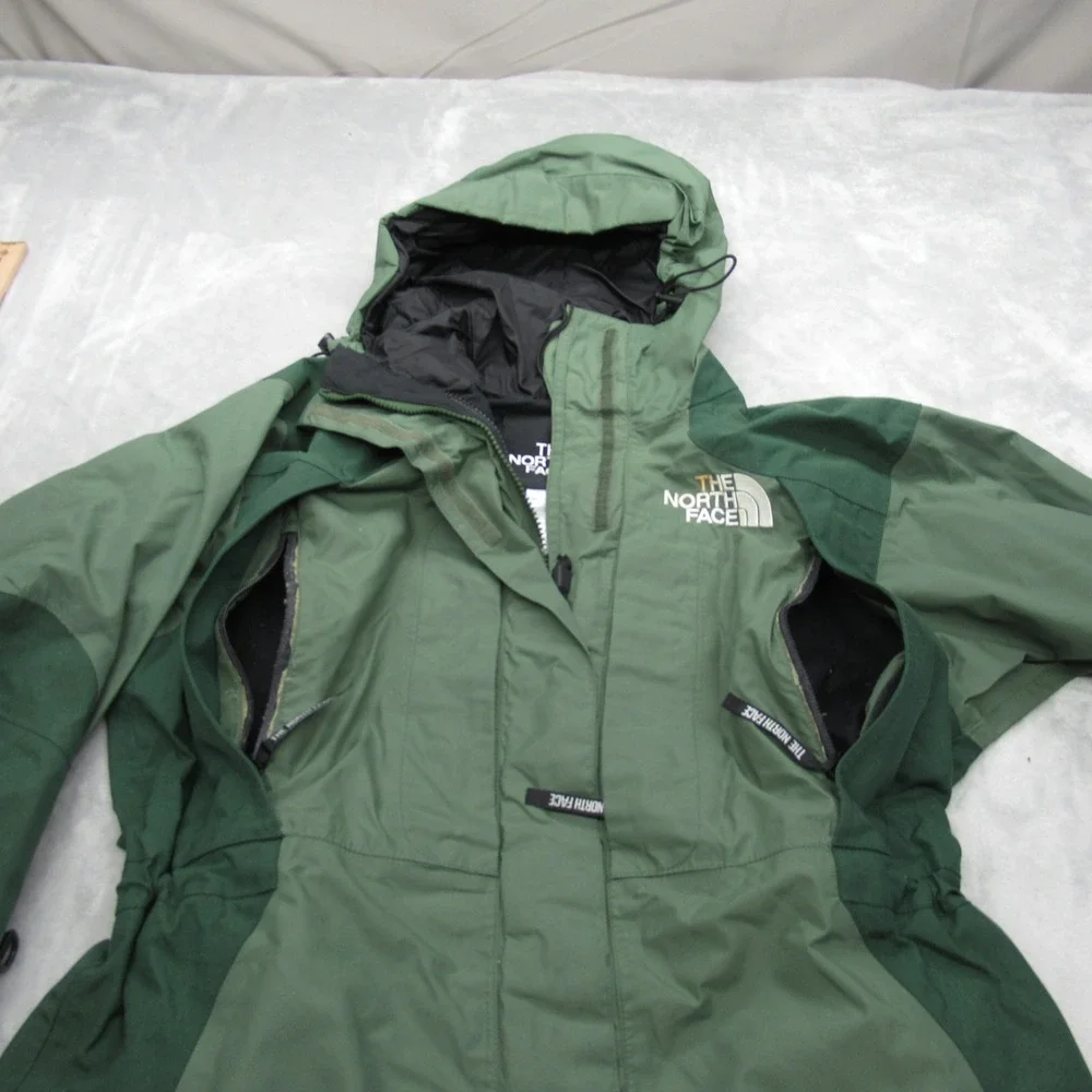 North Face GoreTex Jacket Womens XS Green 3 in 1 Shell Waterproof Rugged Coat - Picture 7 of 16